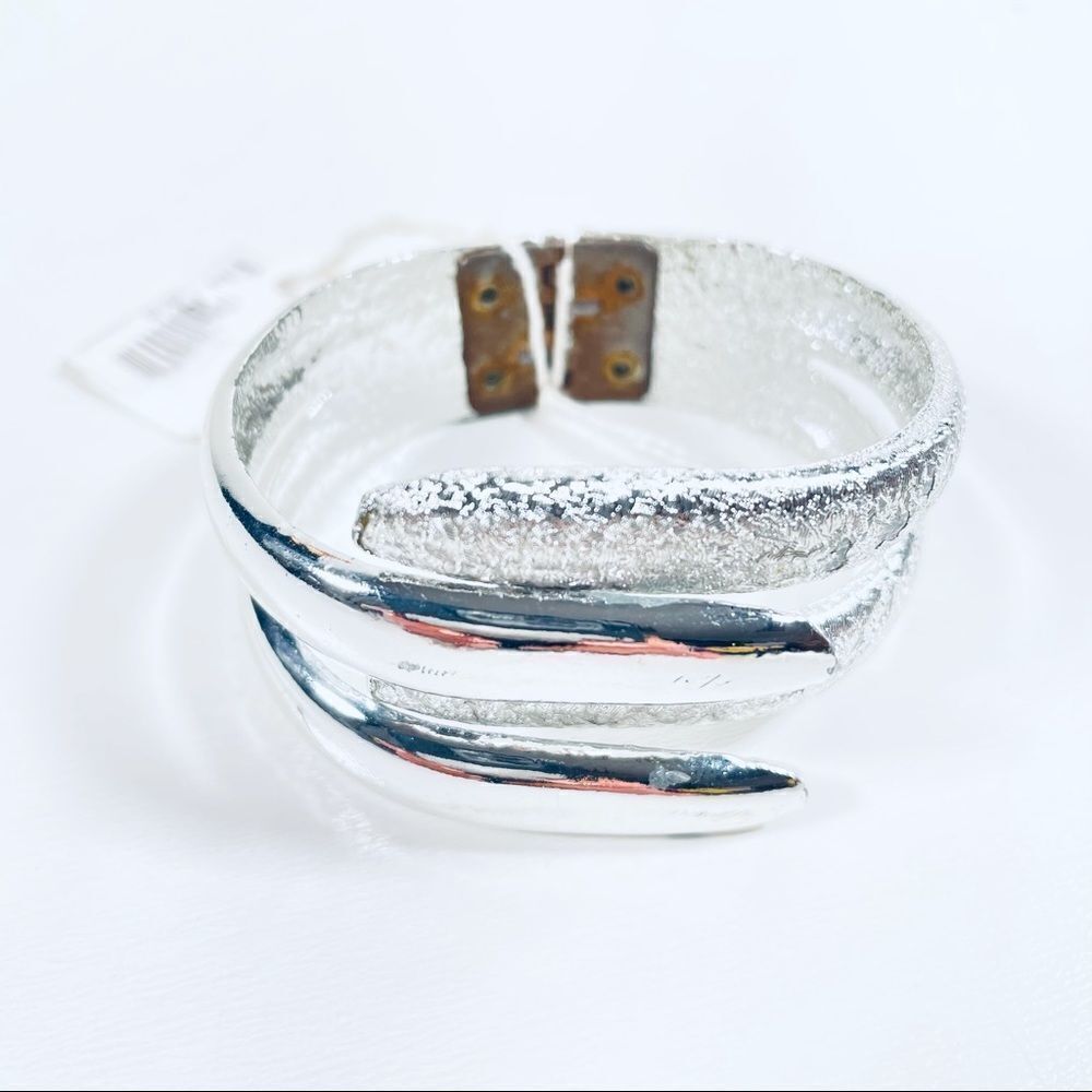 Silver Pleated  Really Nice Cuff Bracelet